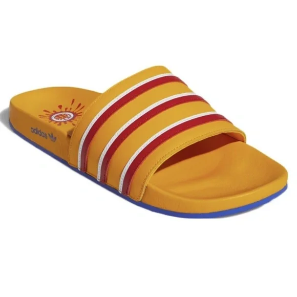 new men\'s size 8 Adidas X Eric Emanuel/EE Adilette X H02574 Slides Bold Gold/Red Adidas X Eric Emanuel Adilette X EE 5 (38) | Mercari main image 2